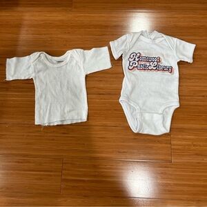White Baby Onesie and Shirt Set Size Newborn NB Excellent Condition!